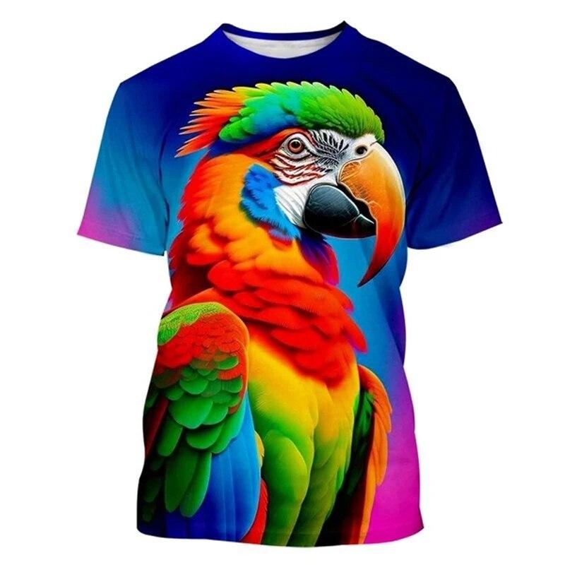 Fashion New Color Parrot Graphic T Shirts For Unisex Summer Trend Casual Tees Harajuku Printed O-neck Short Sleeve Top