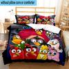 3PCS Red Birds Characters Collage 3pcs Bedding,Including 3PCS Duvet Cover And 2pcs Pillowcases Perfect for Christmas,Ideal for Bedroom, Dormitory