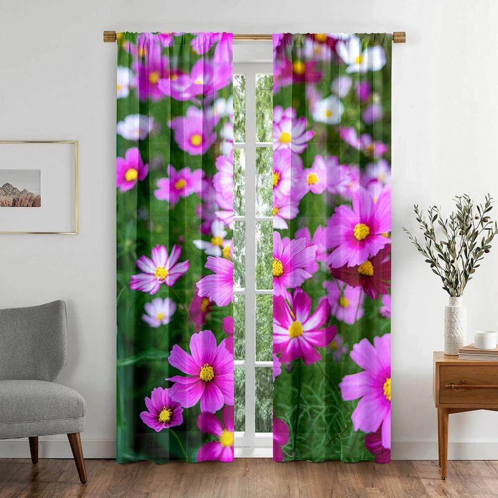 Daisy Flower Blackout Drapes ideal ideal for The Bedroom Window Fabric Drape ideal ideal for Living Room Left and Right Biparting Open High Shading