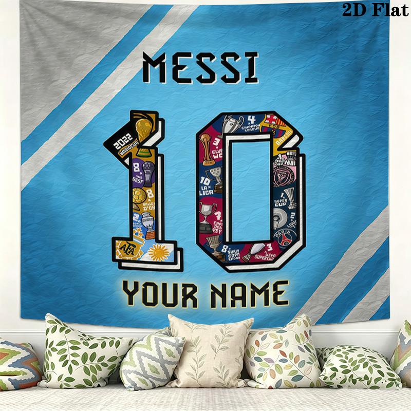 Custom Name Lionel MessiPrinted Tapestry – Wall Hanging for Bedrooms, Dorms, and Home Decor