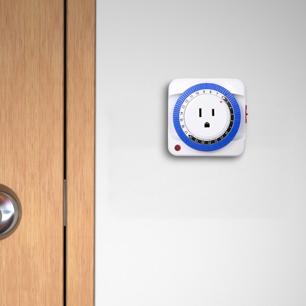 ЕС/США 24-часовой таймер-переключатель с вилкой, механический заземленный таймер-переключатель, программируемый интеллектуальный таймер обратного отсчета, циклический переключатель, розетка для помещений