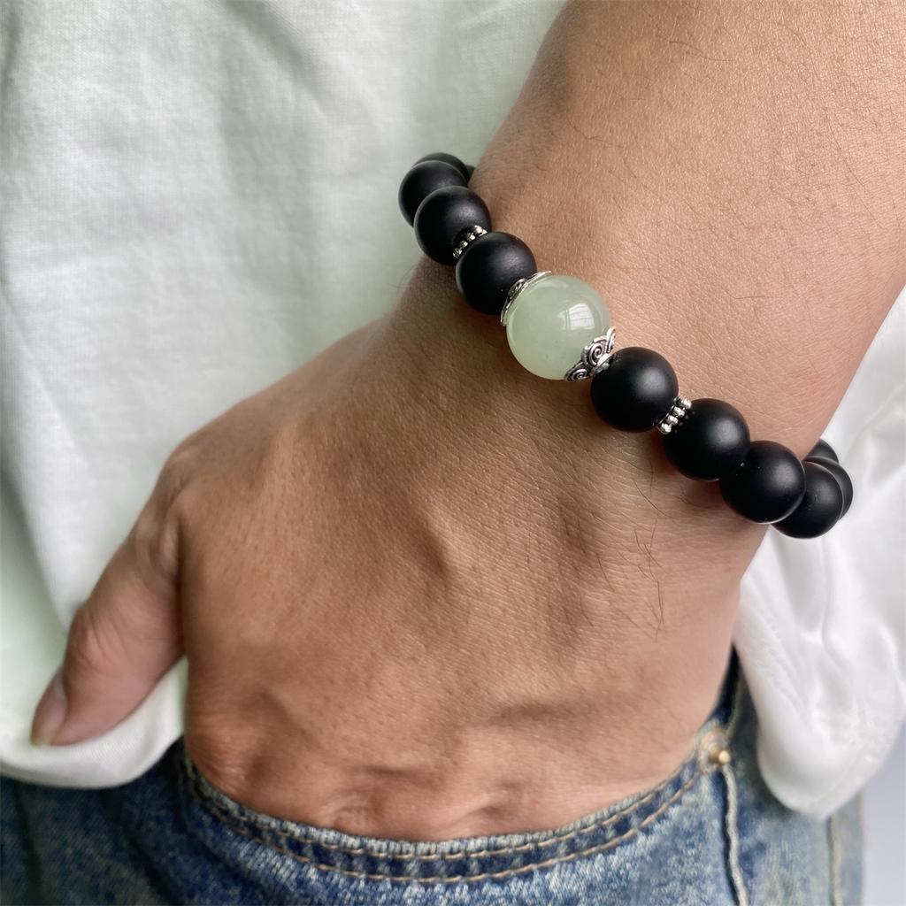 Natural Stone Beaded Bracelet Men 10mm Lava Stone Bead Charm Men Bracelet Jewelry with Original Natural Crystal Gift
