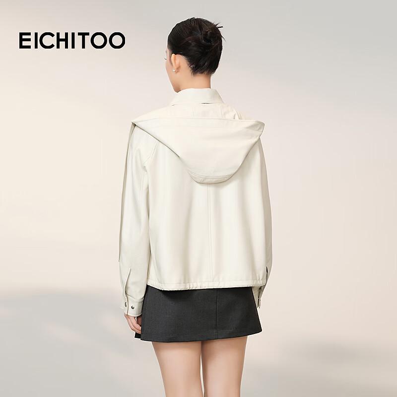 EICHITOO Короткая куртка со съемным воротником-рубашкой из искусственной ПУ кожи
