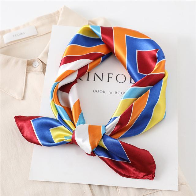 Модный шелковый квадратный шарф для женщин, 60 см, атласная шея, повязка для волос, сумка, мягкий офисный шейный платок, хиджаб, женский платок, бандана