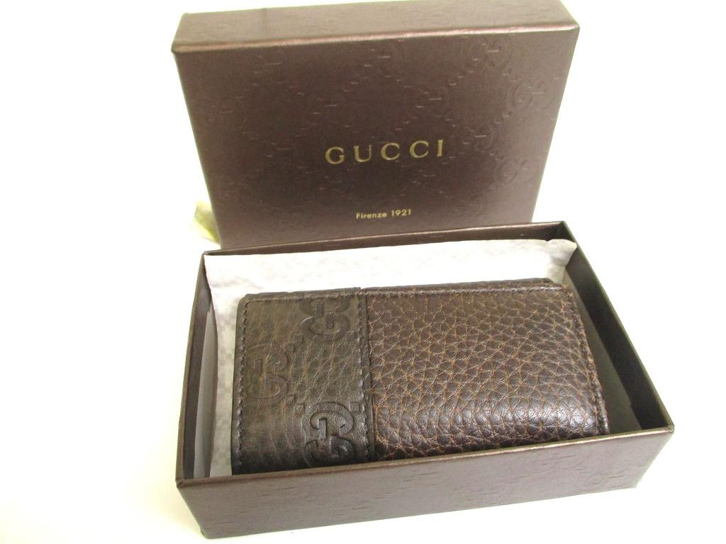 Оригинальный брелок GUCCI GG из темно-коричневой кожи 6 фото #a995 Открытая коробка