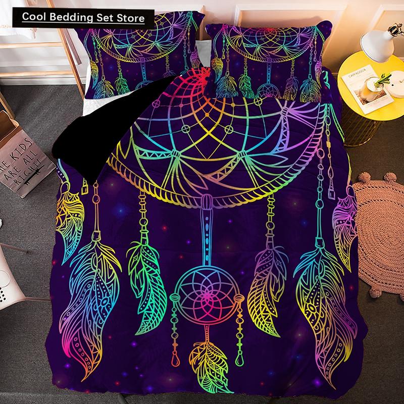 Ловец снов Лось Король Королева Пододеяльник Богемный стиль Бабочка Постельное белье для подростков Девочек Женщин Коза Белый 2/3 шт. Пододеяльник