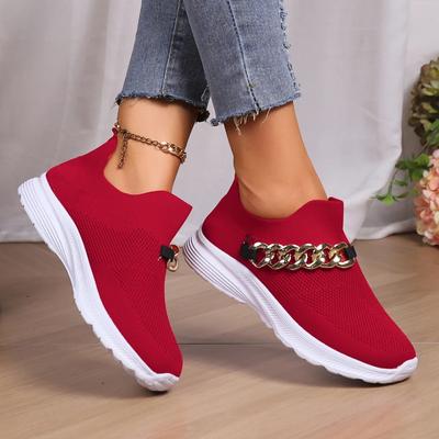 Удобные спортивные туфли 2024 года с металлической цепочкой, декоративная сетка, дышащая плоская подошва, повседневные туфли, кроссовки на платформе Trafza