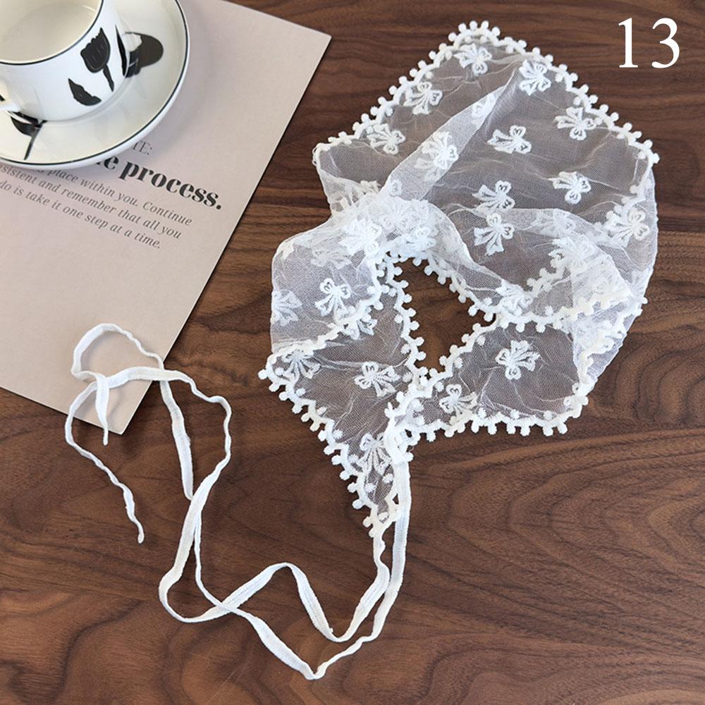 Retro Lace Flower Triangle Hair Scarf Women Girls Bohemia Headscarf White Lace Hair Bands For Women Girls Sweet Lace Kerchief