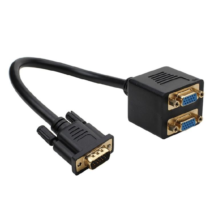 VGA Signal Splitter 1In 2Out 25cm Cord 1080P For Double Display Setups Computer Projectors Video Cable Splitter