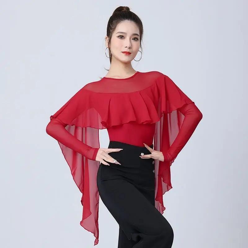 Сексуальные латиноамериканские танцевальные женские сценические бальные вечерние платья трико одежда вальс самба танго блузка тренировочные костюмы