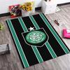 Celtic Football Club Rectangular Rug, Club Crest Green Striped Print Non Slip Floor Mat for Fan Living Room Bedroom Decor