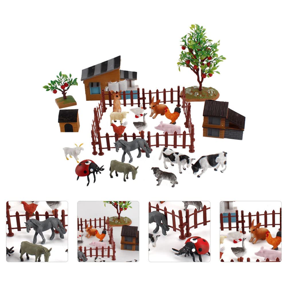 PRETYZOOM Diorama Animal Model Farm Ranch Animal Figure Set Animal Mini Scene Collection Animal Model Mini Mini Garden Decoration Model