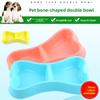 Миска для домашних животных двойная из полипропилена в форме косточки для питьевой воды, двойная миска для кошачьей еды, миска для собачьей еды