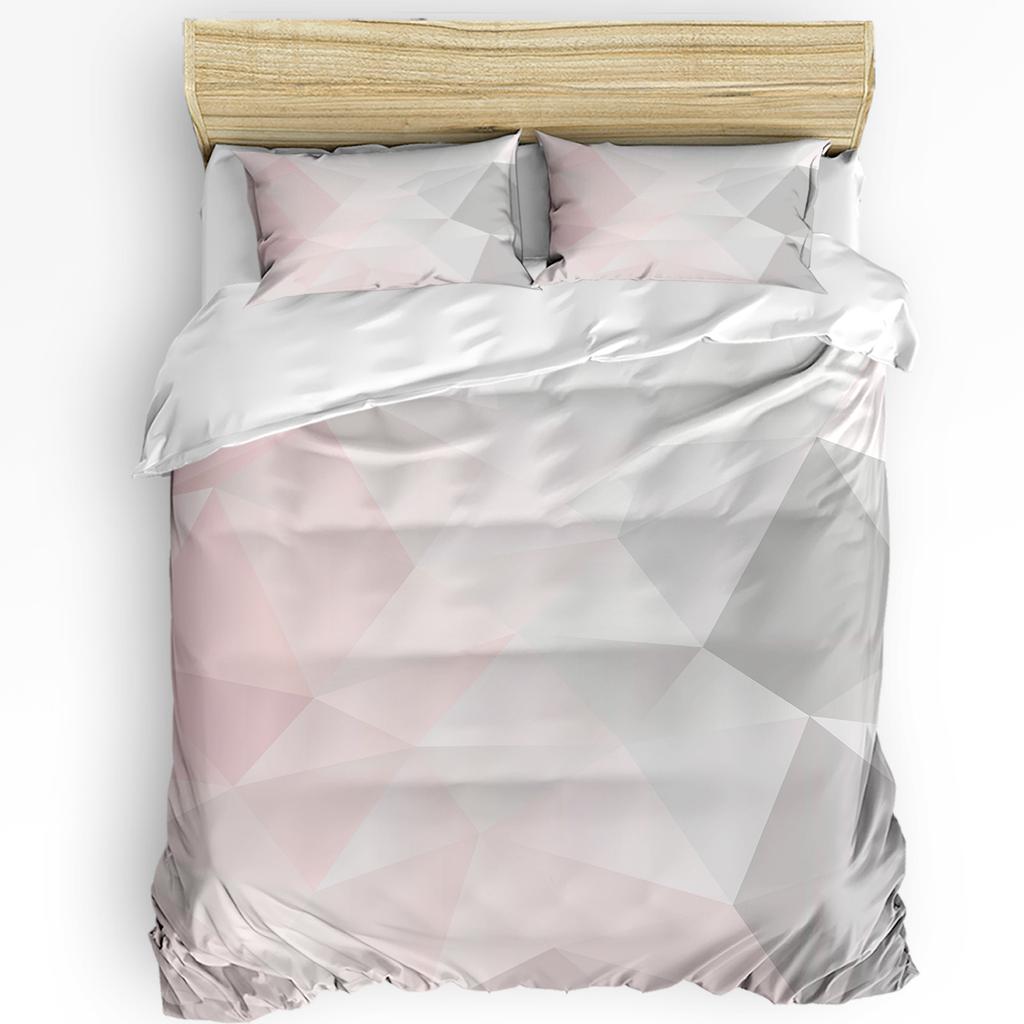 Geometric Red Black Gray Solid Abstract 3pcs Bedding Set For Double Bed Home Textile Duvet Cover Quilt Cover Pillowcase