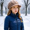 Women's Knit Hat Blended Wool Vintage Thermal Hat Suitable for Winter Fashion Checkered Cold-Weather