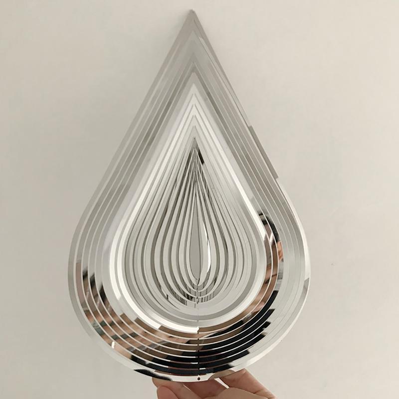 Beating Wind Spinner Drop Shape из нержавеющей стали 3D вращающийся колокольчик для музыки ветра