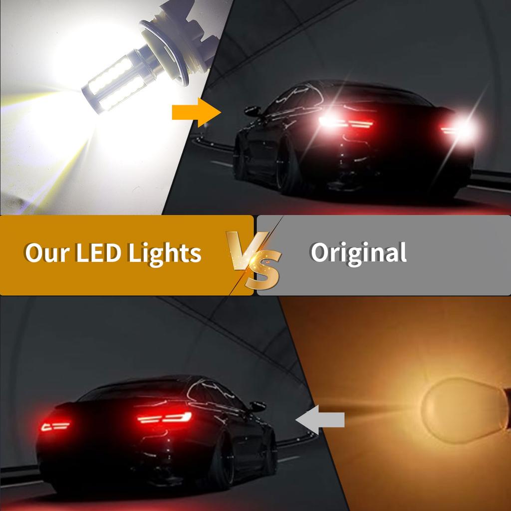 2pcs PY21W P21 5W 1156 Ba15s 1157 Bay15d 33 SMD Led Car Flash Brake Bulbs Lights Reverse Parking Lamps Back Up Lights 1