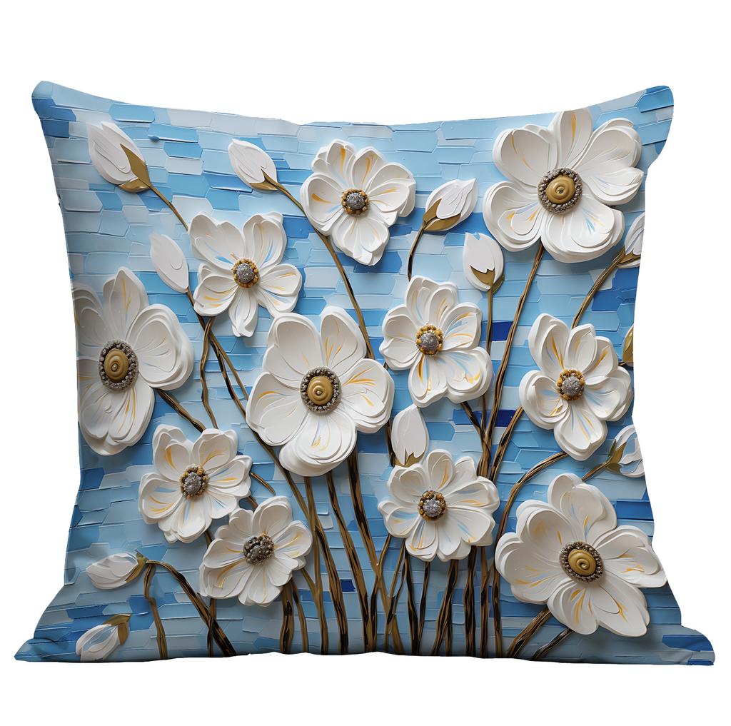 Новая наволочка с цветочным принтом, имитирующая трехмерный стиль масляной живописи, креативная цветочная, для дома, гостиной, диванной подушки