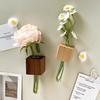 Wooden Test Tube Vase Refrigerator Magnet Hydroponic Plants Propagation Vase Planter Home Office Kitchen Locker Fridge Decoration