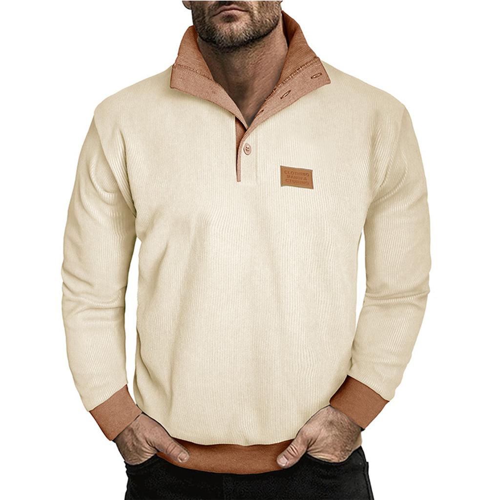 Men's Pullover Long Sleeved Stand Up Collar Sweatshirt Casual Collar Base Shirt