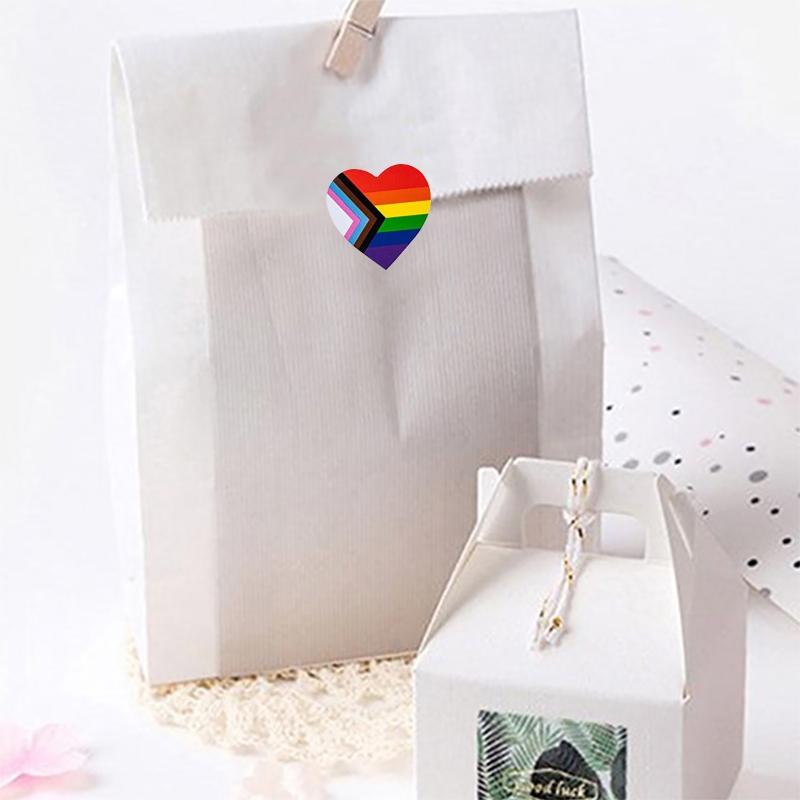 Gay Pride Stickers 500pcs/Roll Decorative Stickers for Bag Cup Vase Heart/Square Shape Rainbow Stickers Special Gifts