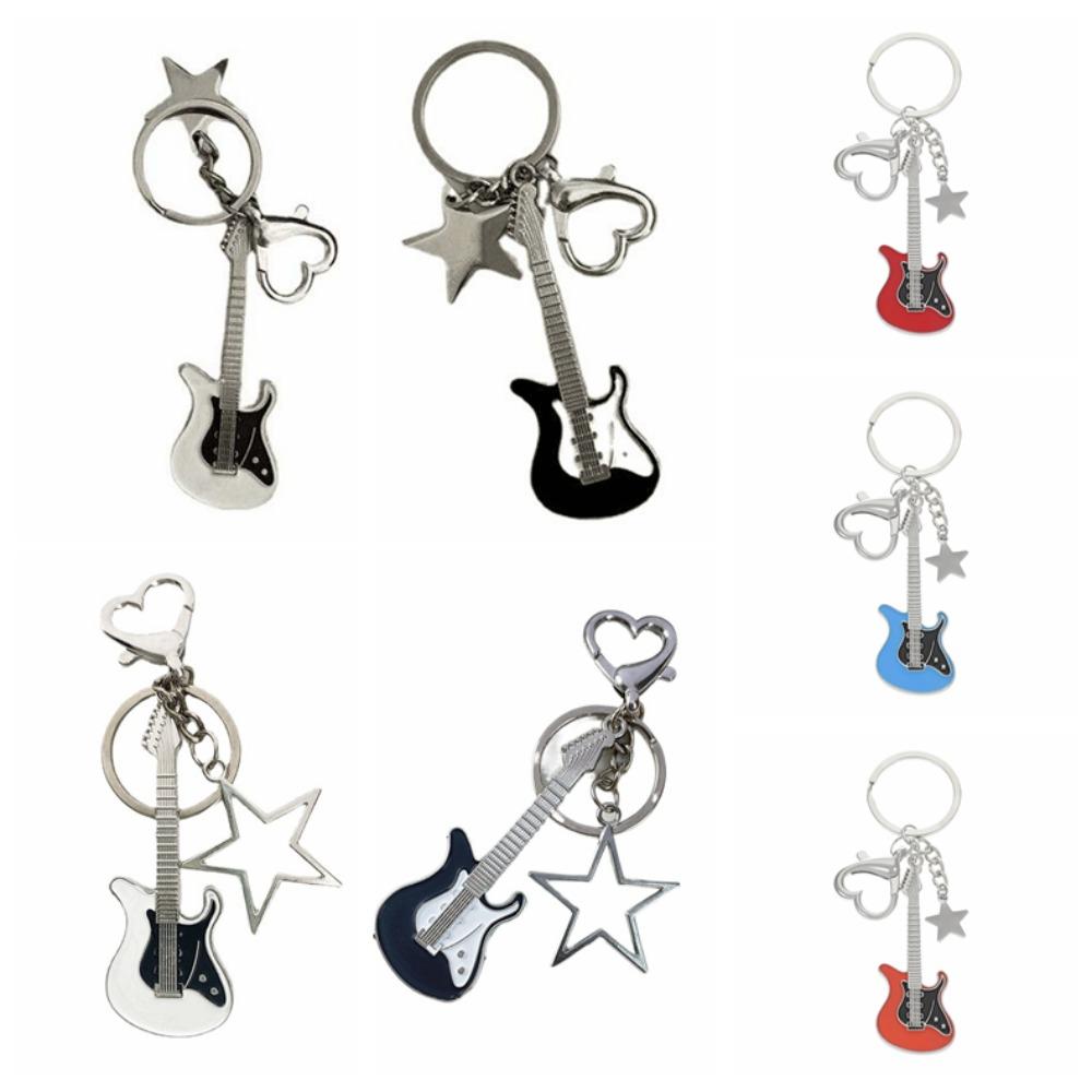 Guitar Guitar Keyring Star Musical Instrument Keychain Guitar Key Chain Musician Jewelry Gift