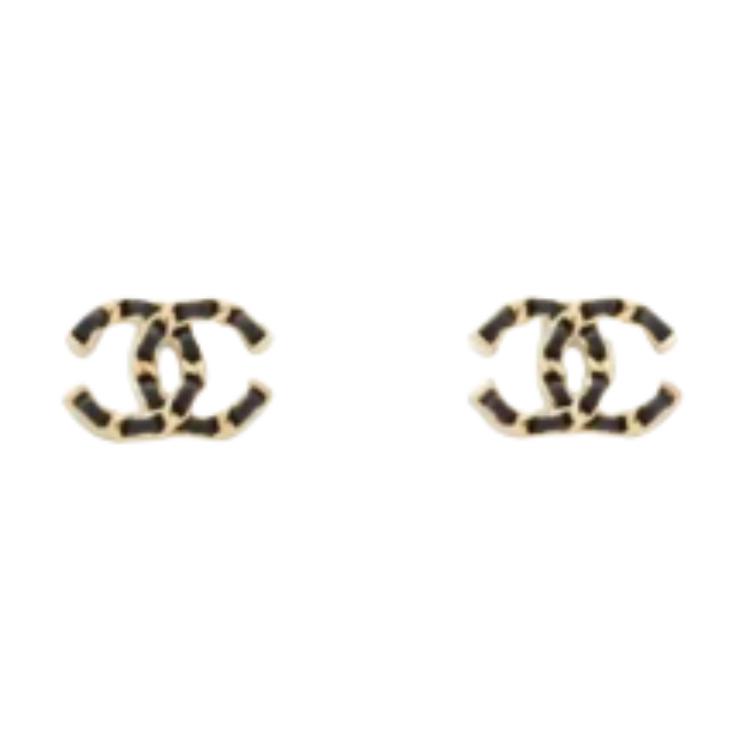Chanel Classic Brand Logo Shaped Earrings Women Earrings Black Gold ABH127-B23469-U7516