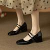 Fashion Platform Heels French Retro Silver Single Shoe Women's Thick Heel Spring  Autumn Square Toe Mary Jane Shoes Pumps Women Shoes
