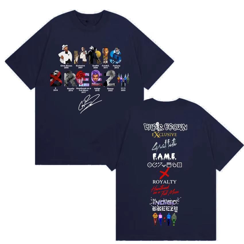 Rapper Chris Brown Tour 2026 Album T Shirts Unisex Women Hip Hop Gothic Short Sleeve Tshirts Fashion High Quality Tees Streetwear