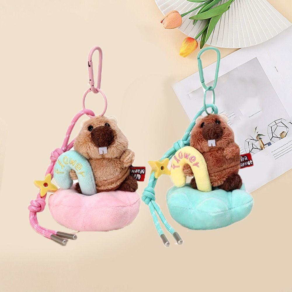 Bag Hanging Groundhog Dolls Pendant Cartoon Car Keyring Funny Plush Groundhog Keychain  Friend