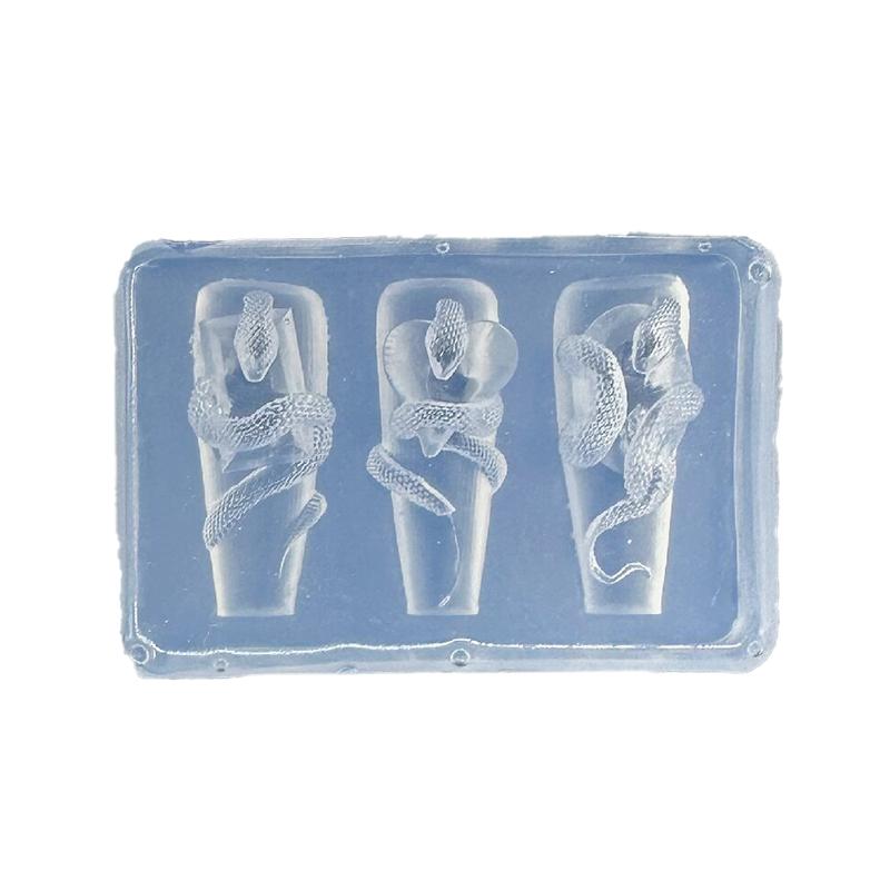 Cartoon Mini Snake Silicone Nail Mold Nail Stamping Stereoscopic Decorations Nails Diy Design Manicure Tools