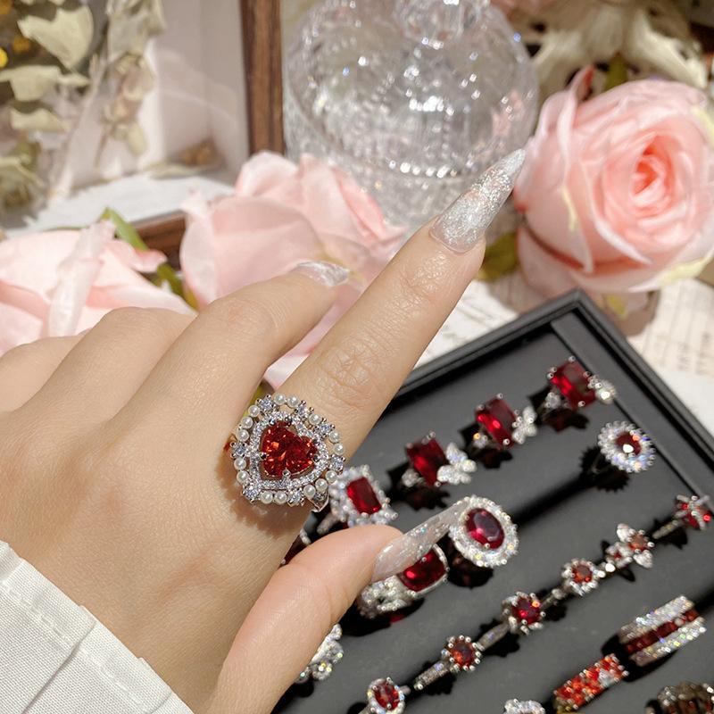 Luxury Colored Gemstone S925 Sterling Silver Silver Plated Inlaid Ring Ladies Medieval Design Noble Zircon Evening Banquet