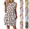 Women's Casual And Fashionable Round-neck Sleeveless Printing Mid Length Dress