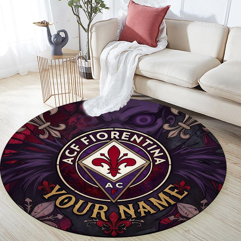 Custom Name ACF Fiorentina Round Area Rug,Carpet Rug for Living Room Bedroom Sofa Playroom Decor,Non-slip Floor Mat