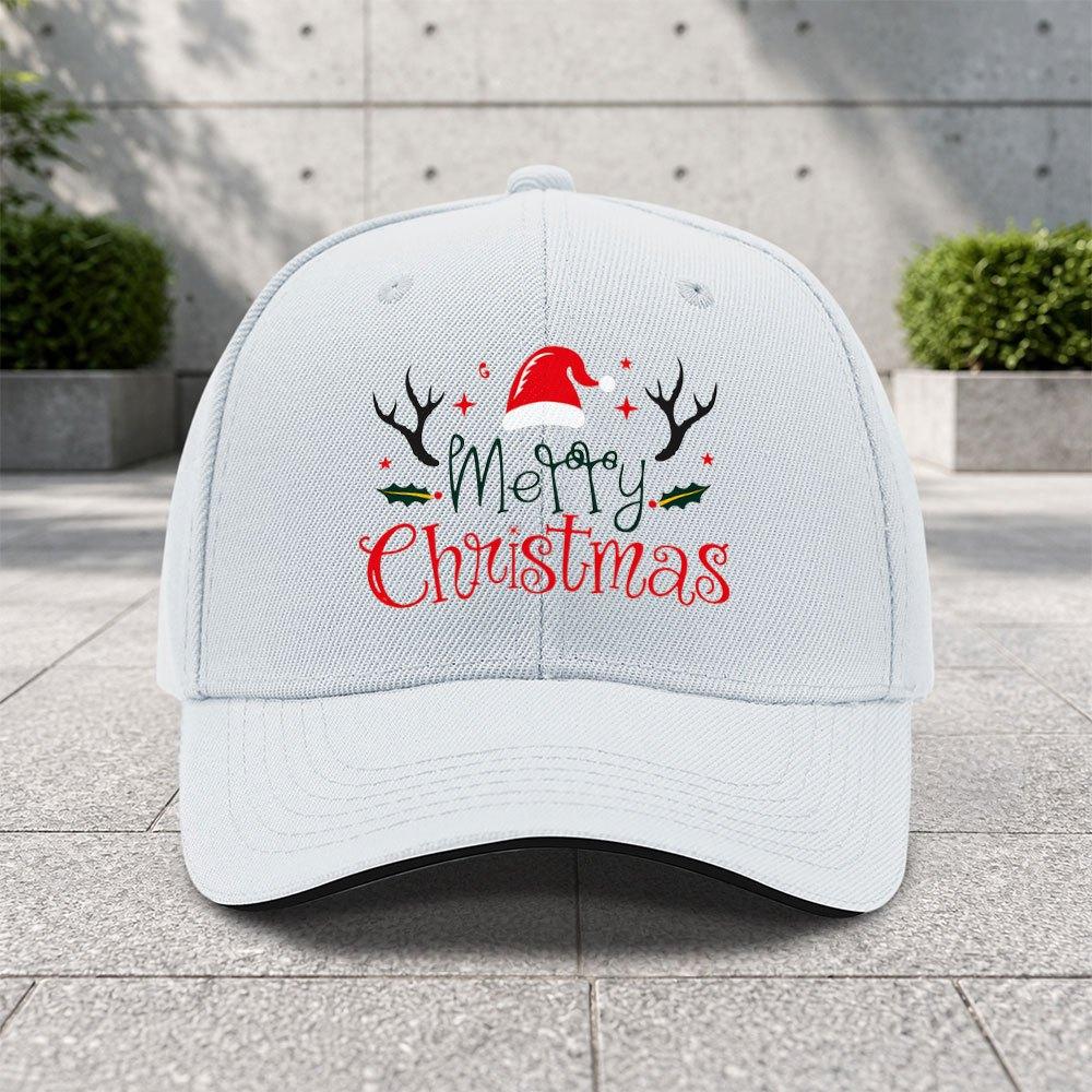 1pc Christmas Reindeer Pattern Adjustable Sandwich Baseball Cap Trendy Printing Process Suitable For Outdoor Sports And Camp