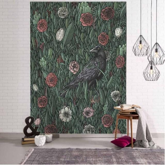 Fantasy Landscape 3D Printing Tapestry Plant Flower and Bird Art Wall Hanging Bohemian Psychedelic Kawaii Home Room Decoration