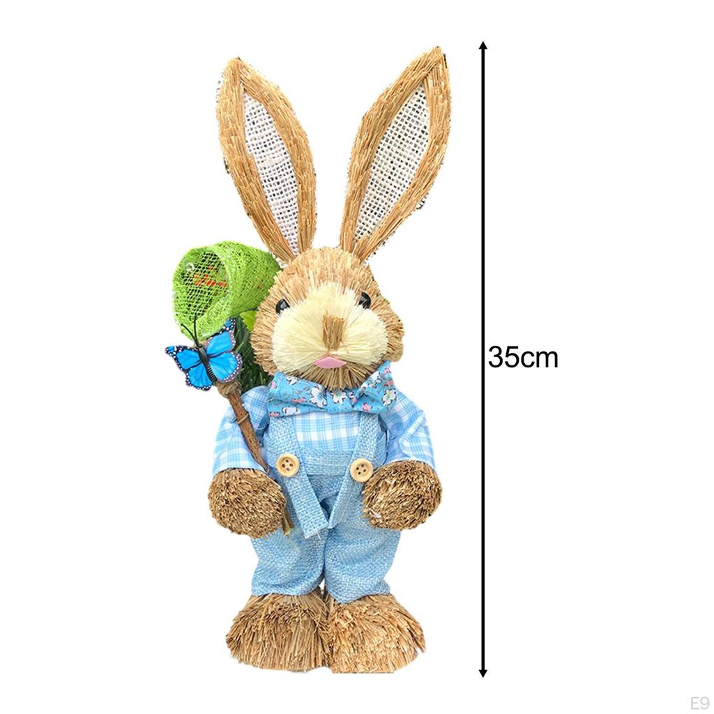 Фигурка пасхального кролика, статуя соломенного кролика, скульптура животного для украшения спальни