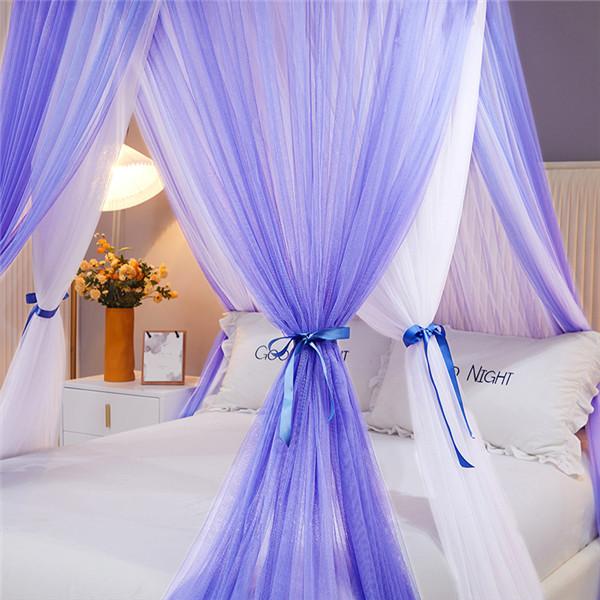 Романтическая принцесса, купол, москитная сетка, градиент, двойные цвета, кружевной балдахин для кровати, трехдверная подвесная сетка для кровати, занавеска
