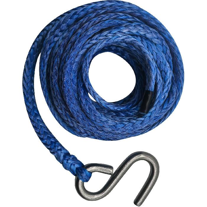 TOUGH 1/4" x23ft (2000lbs) Boat Trailer Winch Rope+S Hook, (1 Pcs * Blue UHMWPE Rope, 1/4" x 23ft Winch Rope + Stainless Steel S Hook)
