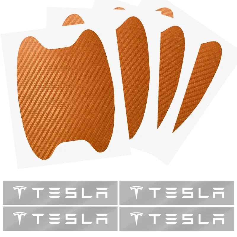 bfxhr7 8Pcs Car Door Bowl Handle Protector Stickers Anti-scratch Film for Tesla Juguete Coil 4 Model 3 2022 Y X S Cc3 Car Accessories