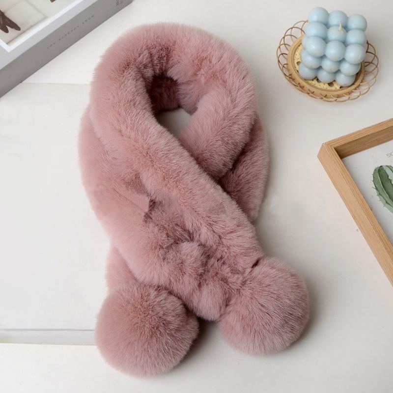 Новый искусственный мех кролика выдры двойной зимний шарф женский искусственный мех кролика утолщенный теплый модный плюшевый шарф