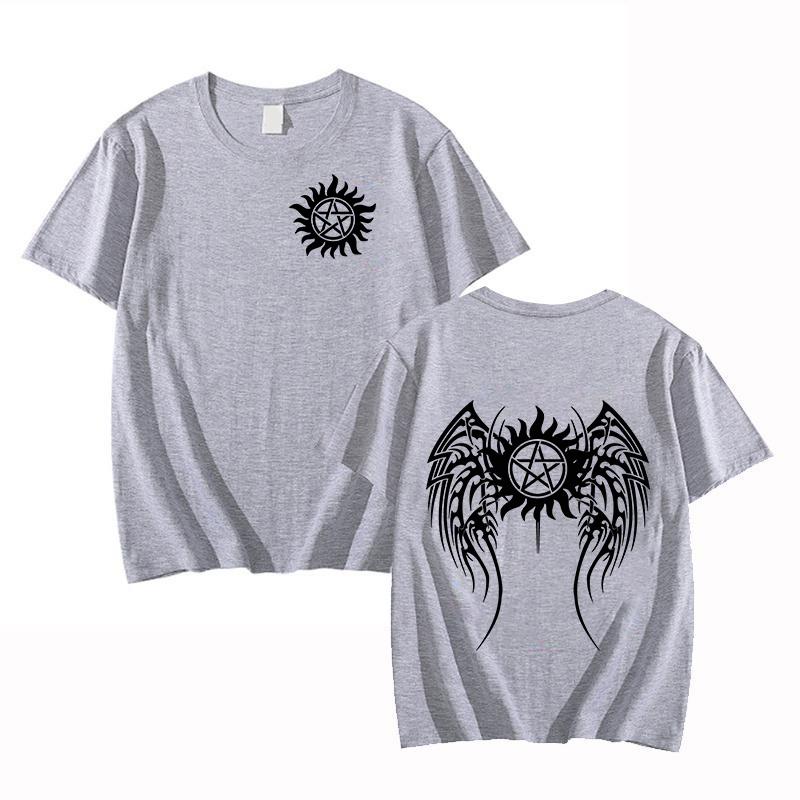 Модная футболка с принтом «Сверхъестественное», унисекс, свободная, с коротким рукавом, с круглым вырезом, для женщин и мужчин, повседневная футболка