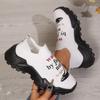 2024 г., спортивные кроссовки с буквенным принтом, женские, дышащие, с толстой подошвой, белые, женские, удобные, без застежек, трикотажные, балетки, женские