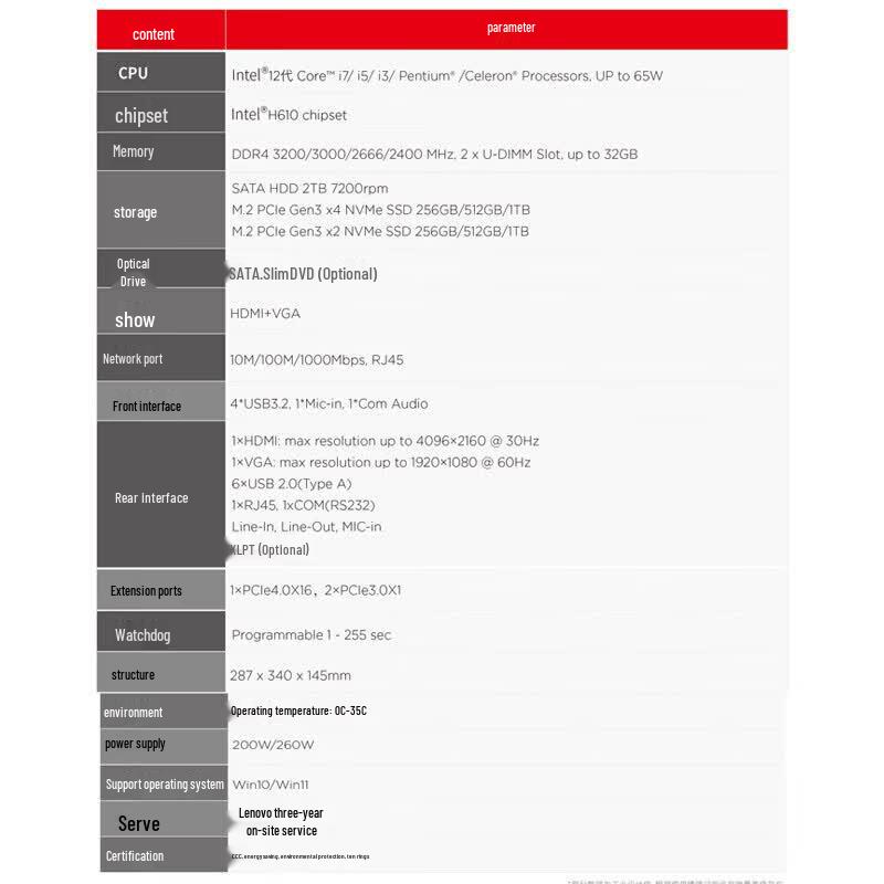 Lenovo Промышленный коммерческий настольный ПК ECI-T530 (Китайская версия)