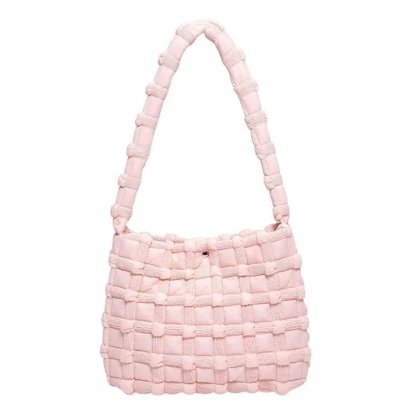 Повседневные квадратные сумки через плечо из цельного клетчатого нейлона большой вместимости, высококачественные новые стили сумок для женщин