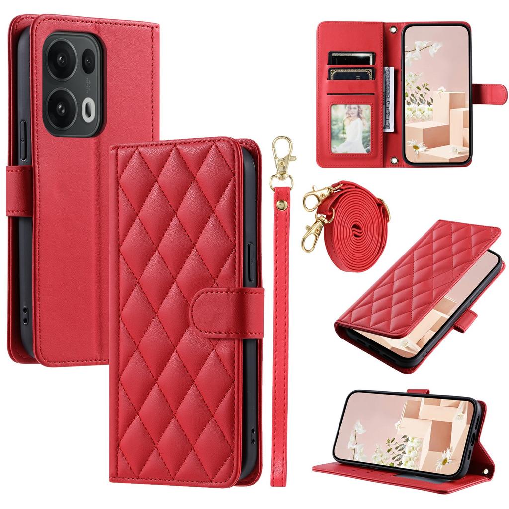 For Oppo Reno13 Pro 5G Wallet Case Rhombus Grid PU Leather Phone Cover