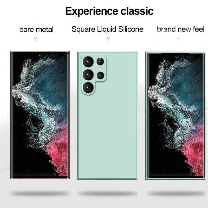 Чехол для Samsung Galaxy S24 Ulta Plus, квадратный сплошной цвет, жидкий силиконовый чехол для телефона Samsung Galaxy S24 S 24 GalaxyS24 Ultra Plus, задняя крышка
