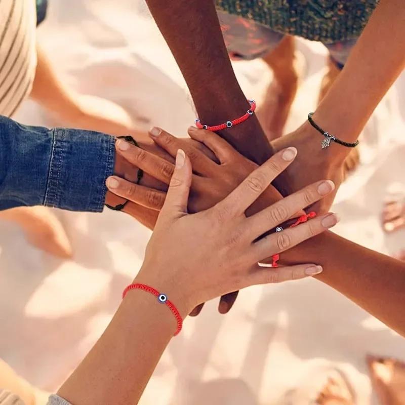 7 Knot Lucky Red Black String Bracelets for Lover Protection Amulet Friendship Braid Rope Wristband Jewelry Couple Bracelet Gift