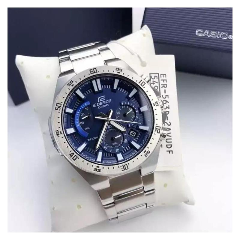 Casio CASIOEDIFICE серия 100 метров водонепроницаемость кварцевый механизм стальной ремешок японские и корейские часы мужские часы синий циферблат EFR-563D-2A