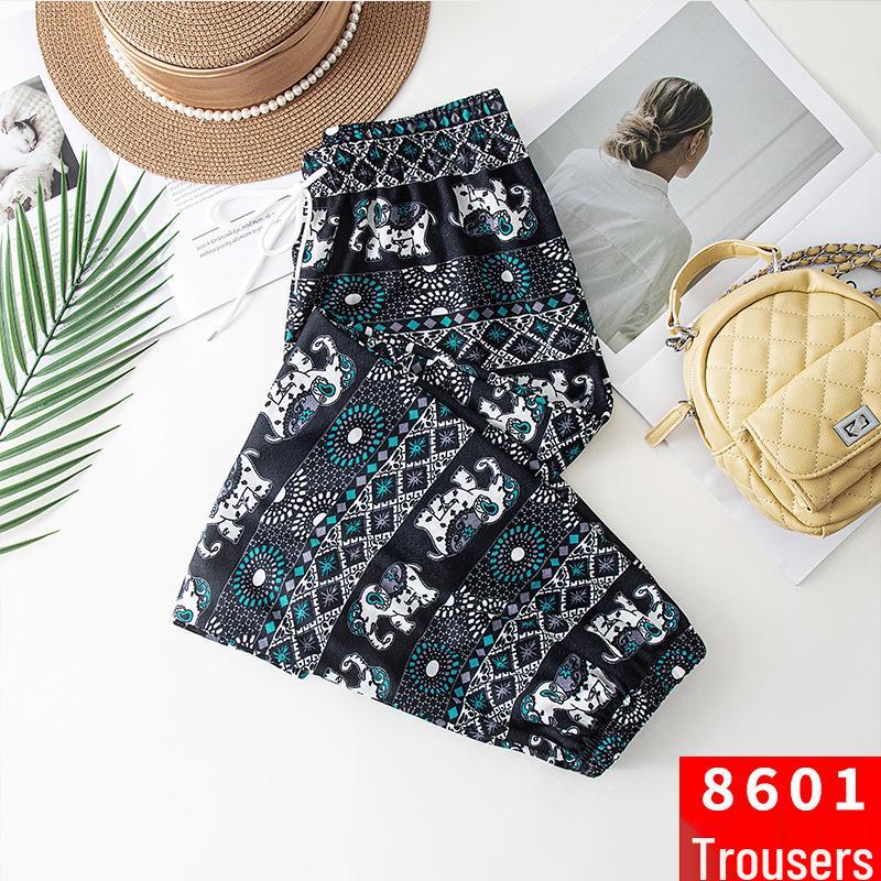 Женские бриджи-гаремы с высокой талией и манжетами, с этническим летним принтом тайских слонов, широкие